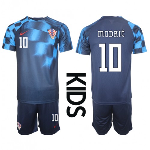 Kroatia Luka Modric #10 Bortedraktsett Barn VM 2022 Kortermet (+ Korte bukser) Kroatia Luka Modric #10 Bortedraktsett Barn VM 2022 Kortermet (+ Korte bukser)